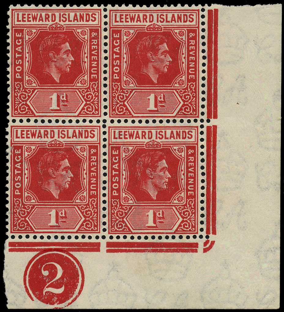 1942 1d carmine Plate 2 block of four from...