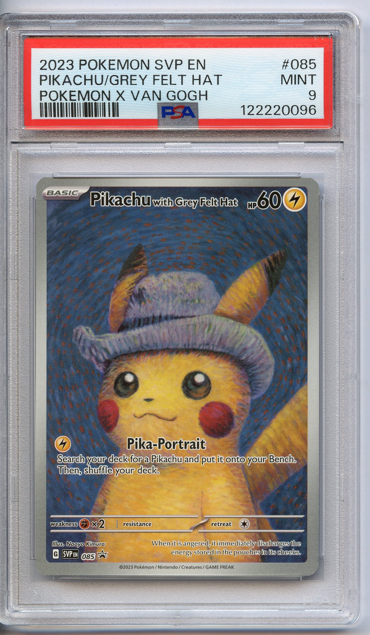 PSA 9 Pikachu with Grey Felt Hat - X Van Gogh #85