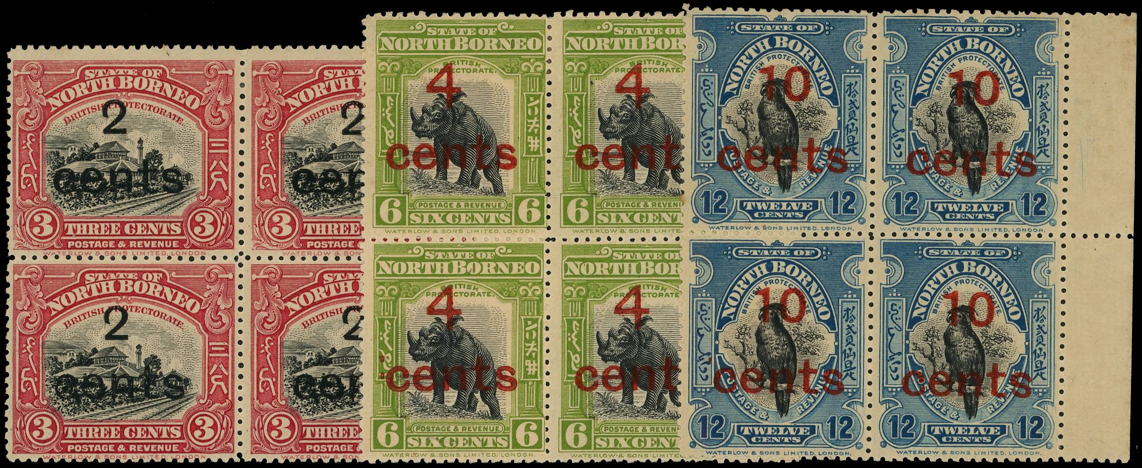 North Borneo SG 186, a - 188, a blocks...
