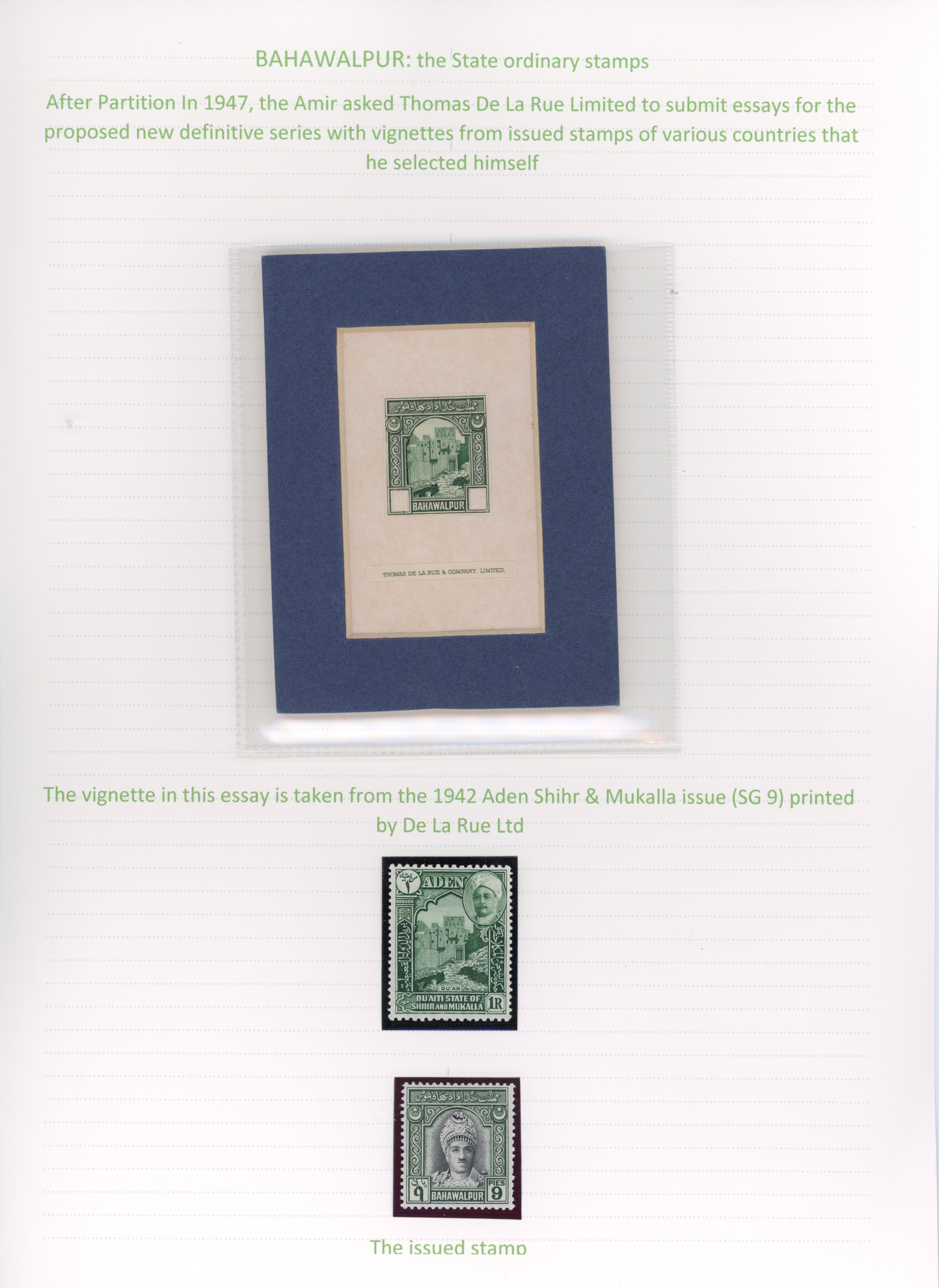 Bahawalpur 1947 De La Rue essay