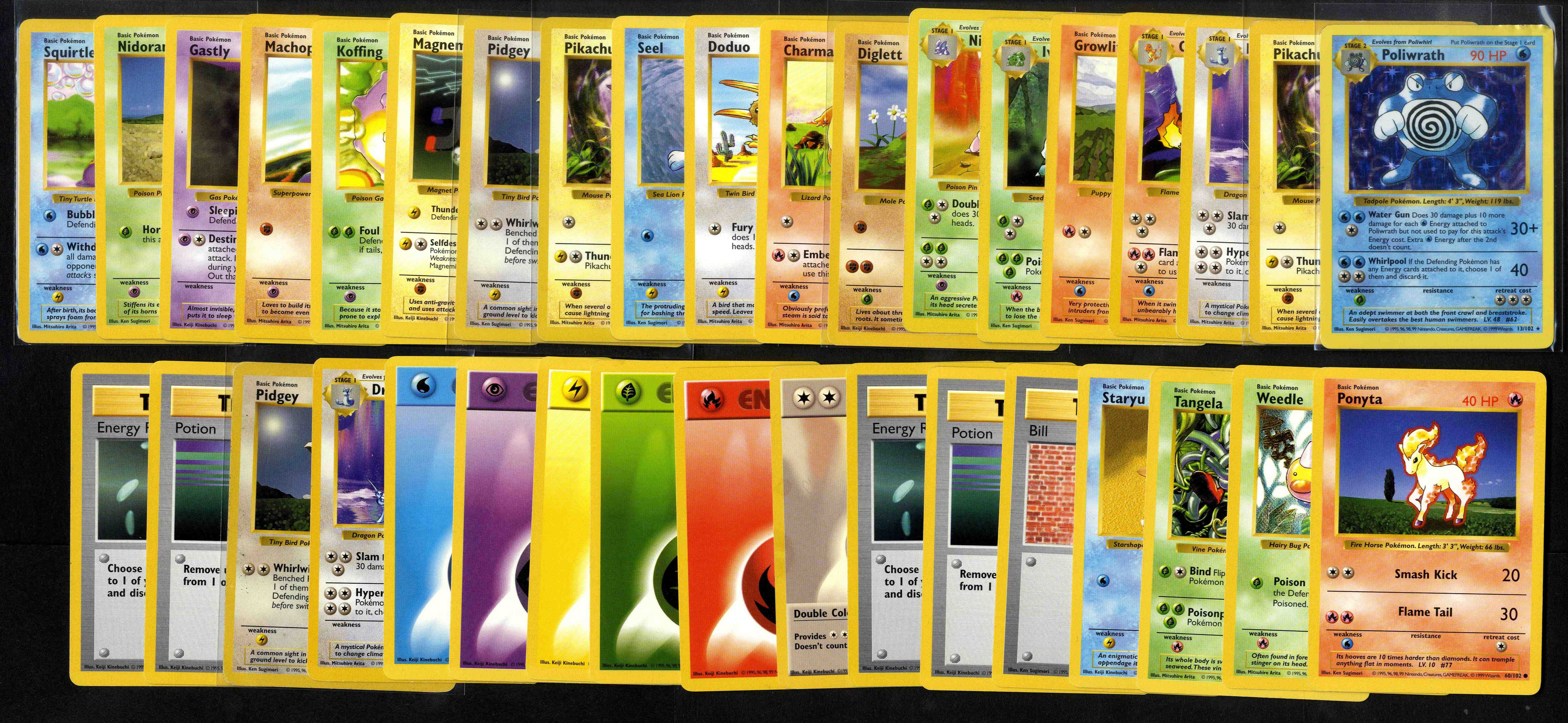 Base Set Shadowless Unlimited - 36 Cards, including Red Cheeks Pikachu
