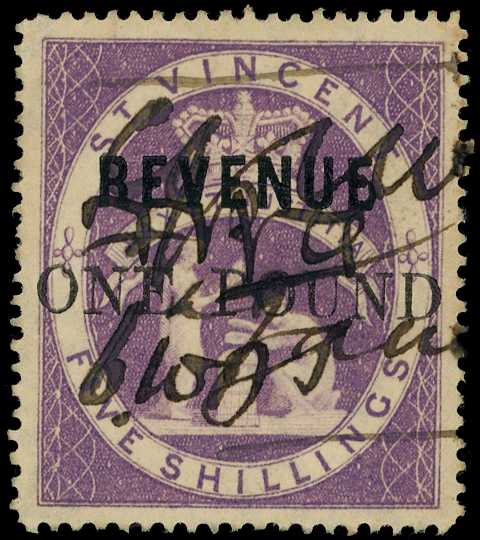 1887-95 ONE POUND on 5s lilac (25mm...