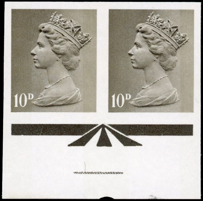 GB SG 741 1967-68 10d lower marginal imprimatur pair