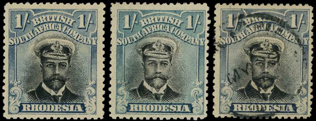1913-7 1/- Head Die II, perf 14. Two...