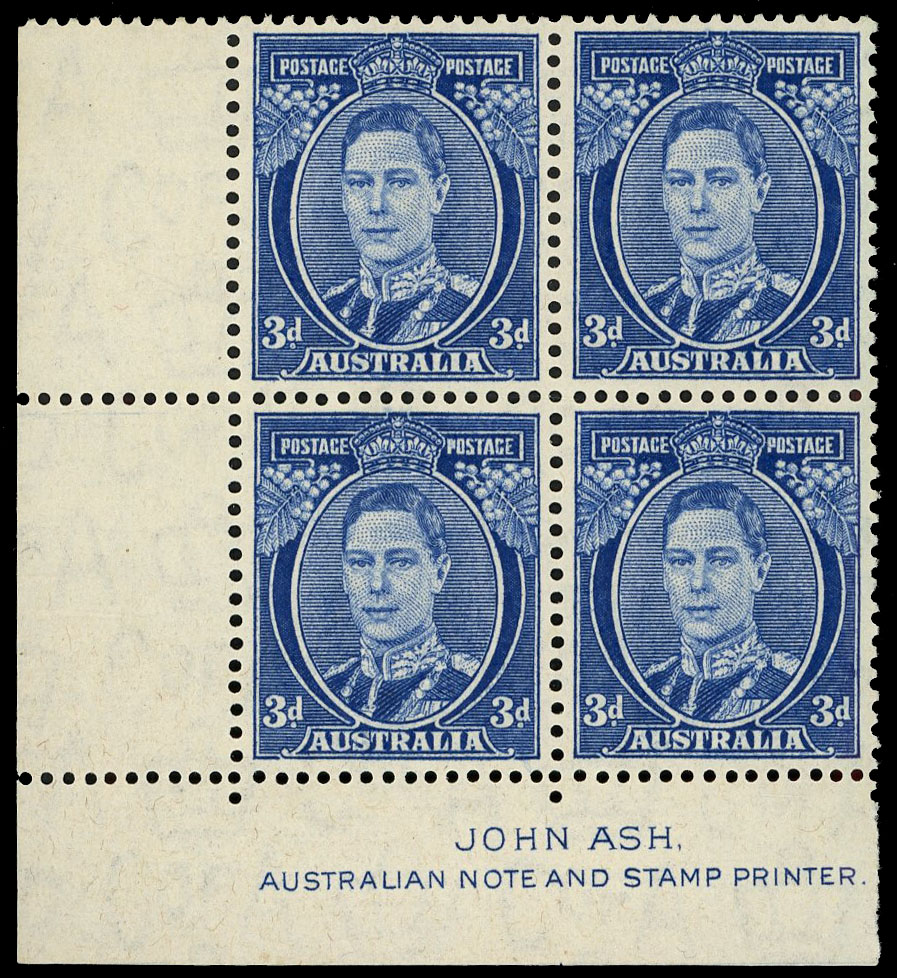 Australia SG 186 Ash imprint block mint