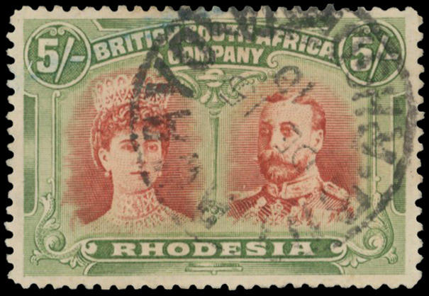 5s vermilion and deep green SG 159, used