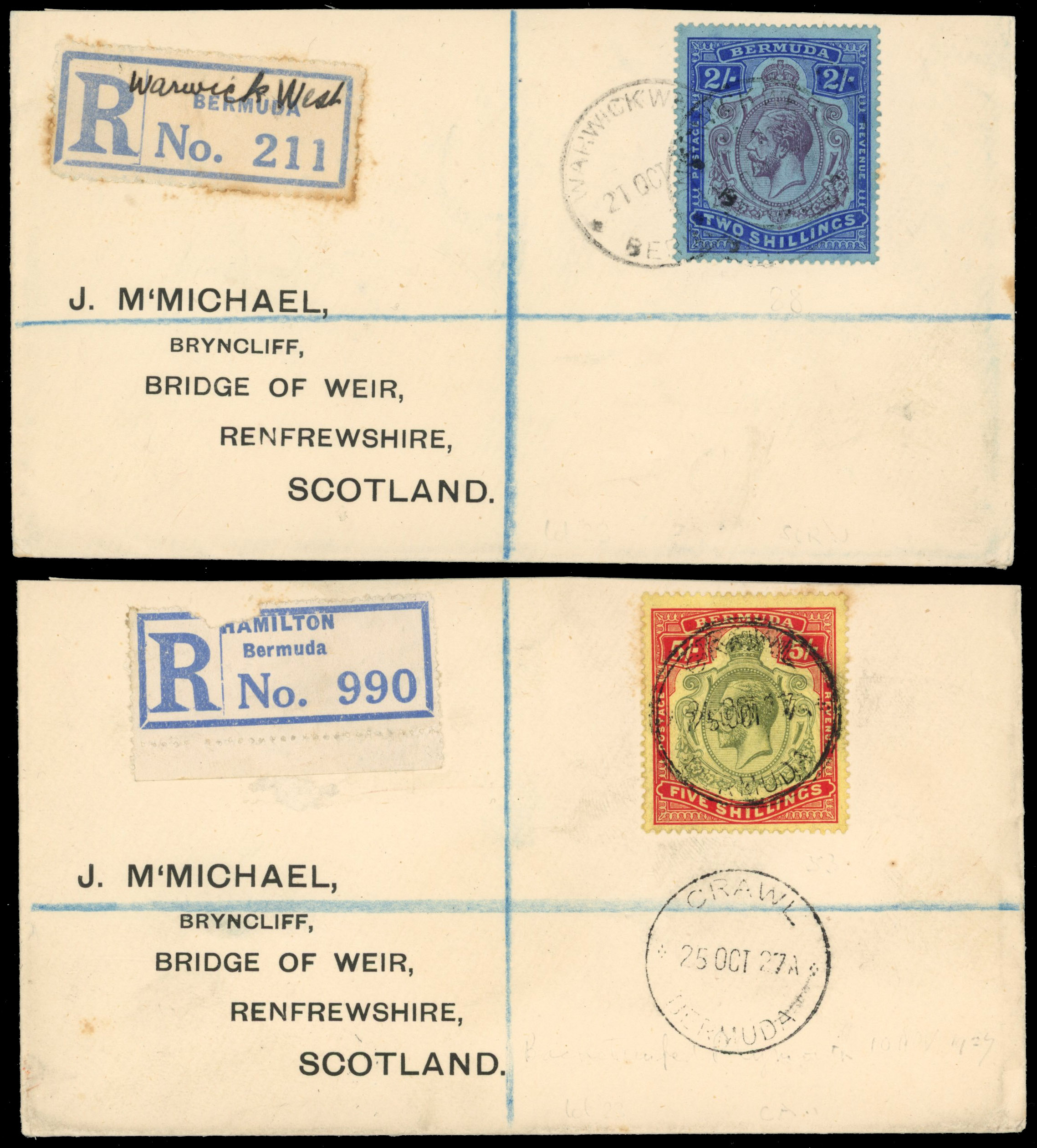 Bermuda 1927 pair of McMichael covers