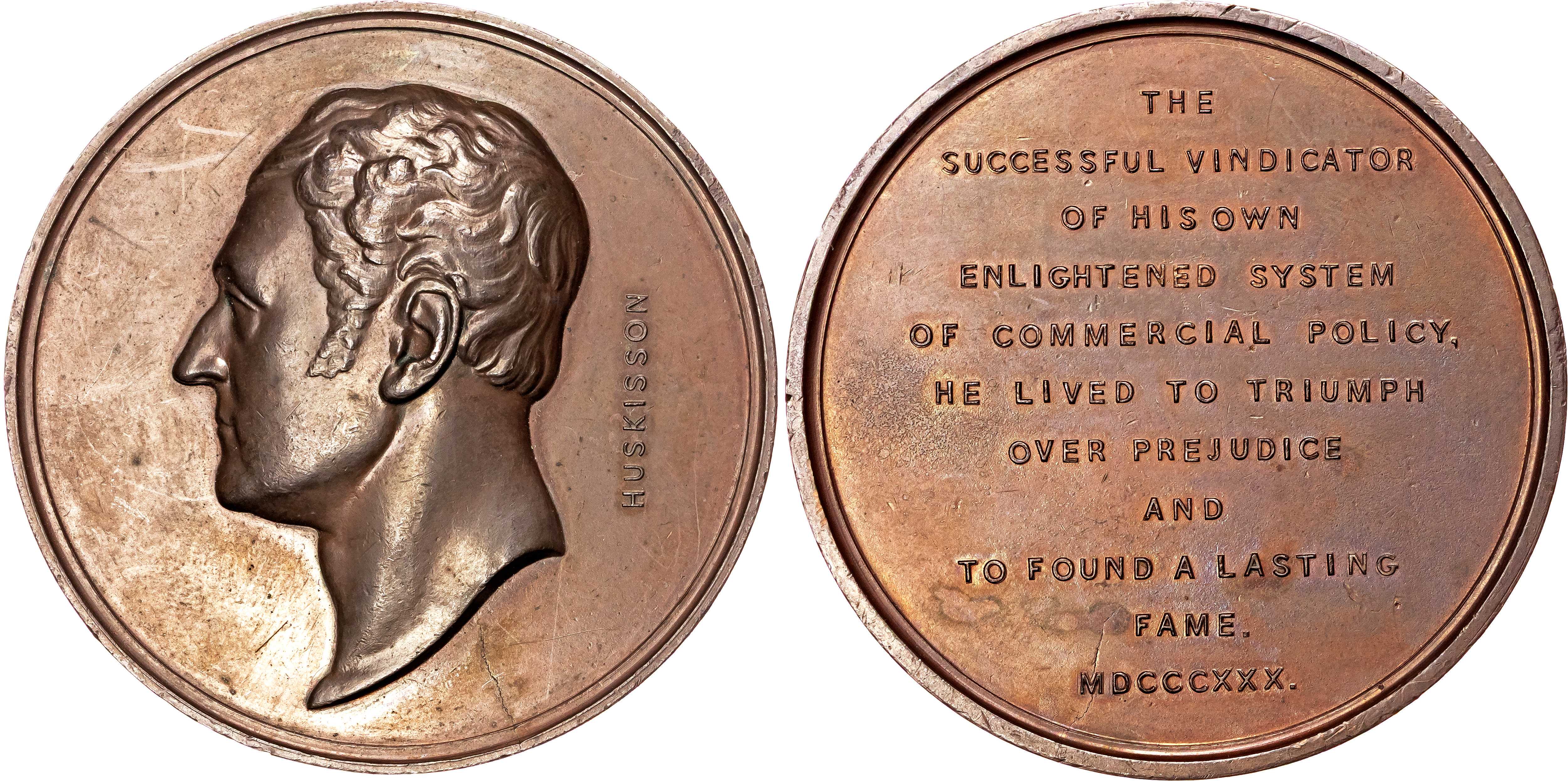 George III (1760-1820), Death of William Huskisson, 1830, Bronze medal, unsigned. 