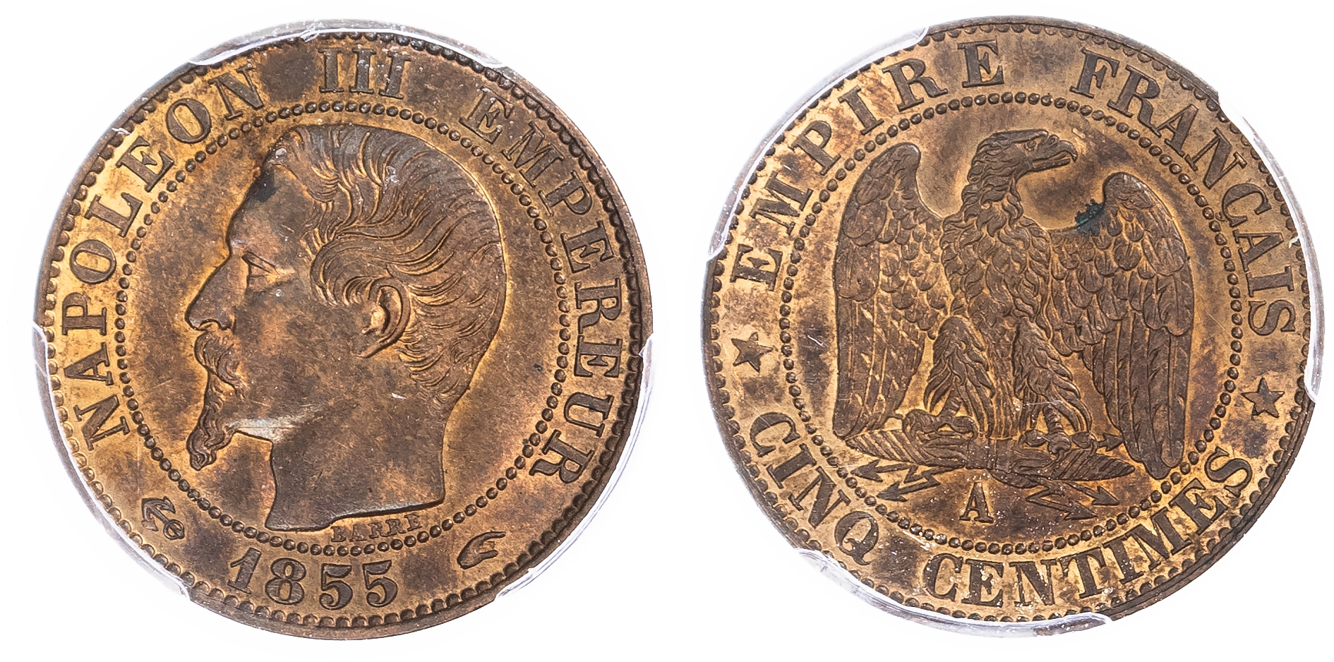 France. Napoleon III CU 5 Centimes. 1855A. 