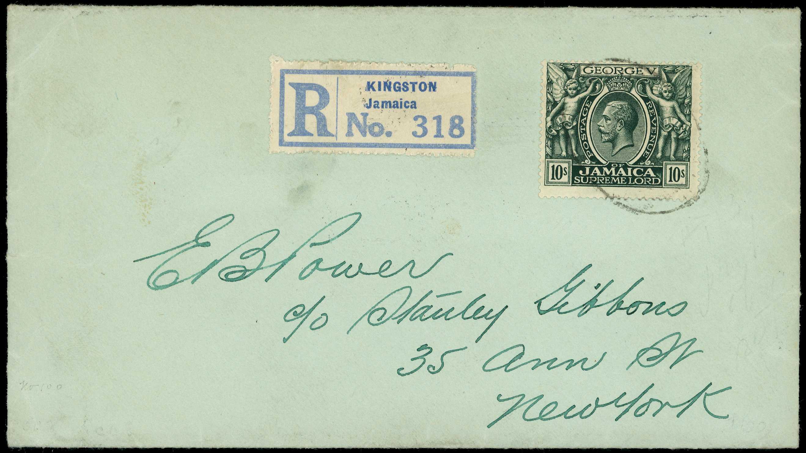 1926 registered cover addressed to New...