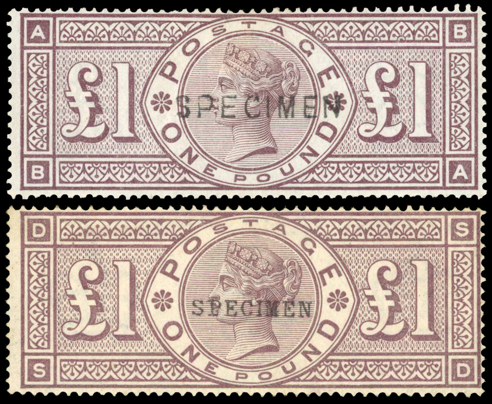 1888, Three Orbs, £1 brown-lilac (BA), overprinted ‘SPECIMEN’ (type 11), large part og
