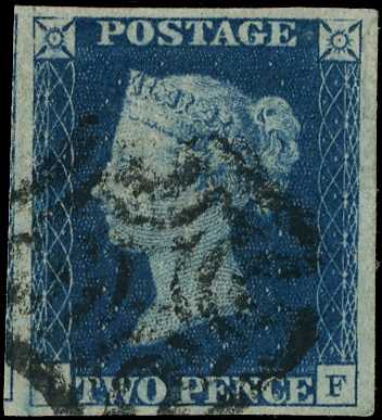1840 2d blue Plate 2 (DF) four good to...