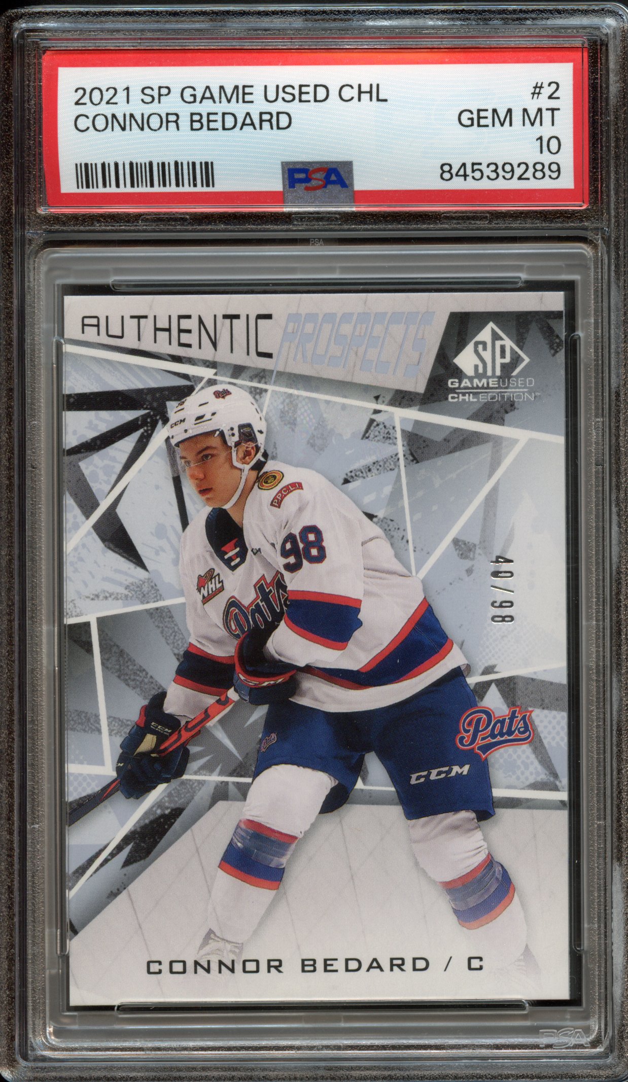 <p>Connor Bedard SP Game Used CHL, graded and authenticated by PSA scoring a Gem Mint 10!</p><p>About Connor Bedard:</p><p>Connor Bedard has made waves in the NHL scene. With a Calder Trophy-winning rookie season for the Chicago Blackhawks, Bedard is one of the most exciting players to date. Known for his lethal shot, elite hockey IQ, and highlight-reel plays, Bedard has already notched 128 points in his first 150 games and made history with a five-point game at just 18 years old. For collectors, Bedard’s early cards capture the start of what is rapidly becoming an exceptional career.</p>