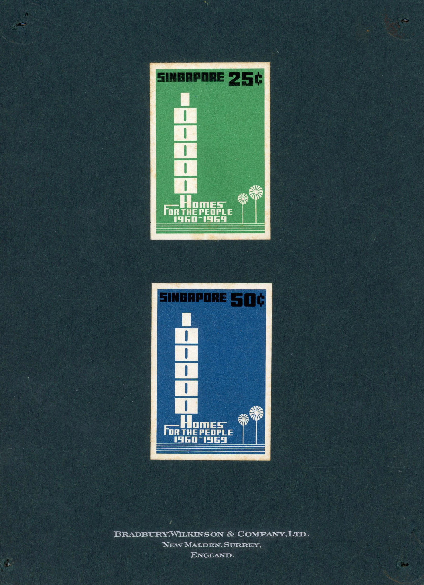 Singapore 1969 Homes for People imperf colour trials