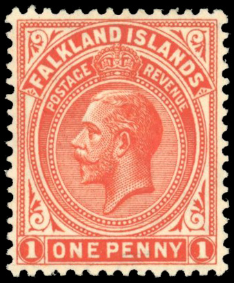 Falkland Islands SG 74ay 1924 1d watermark inverted and reversed mint