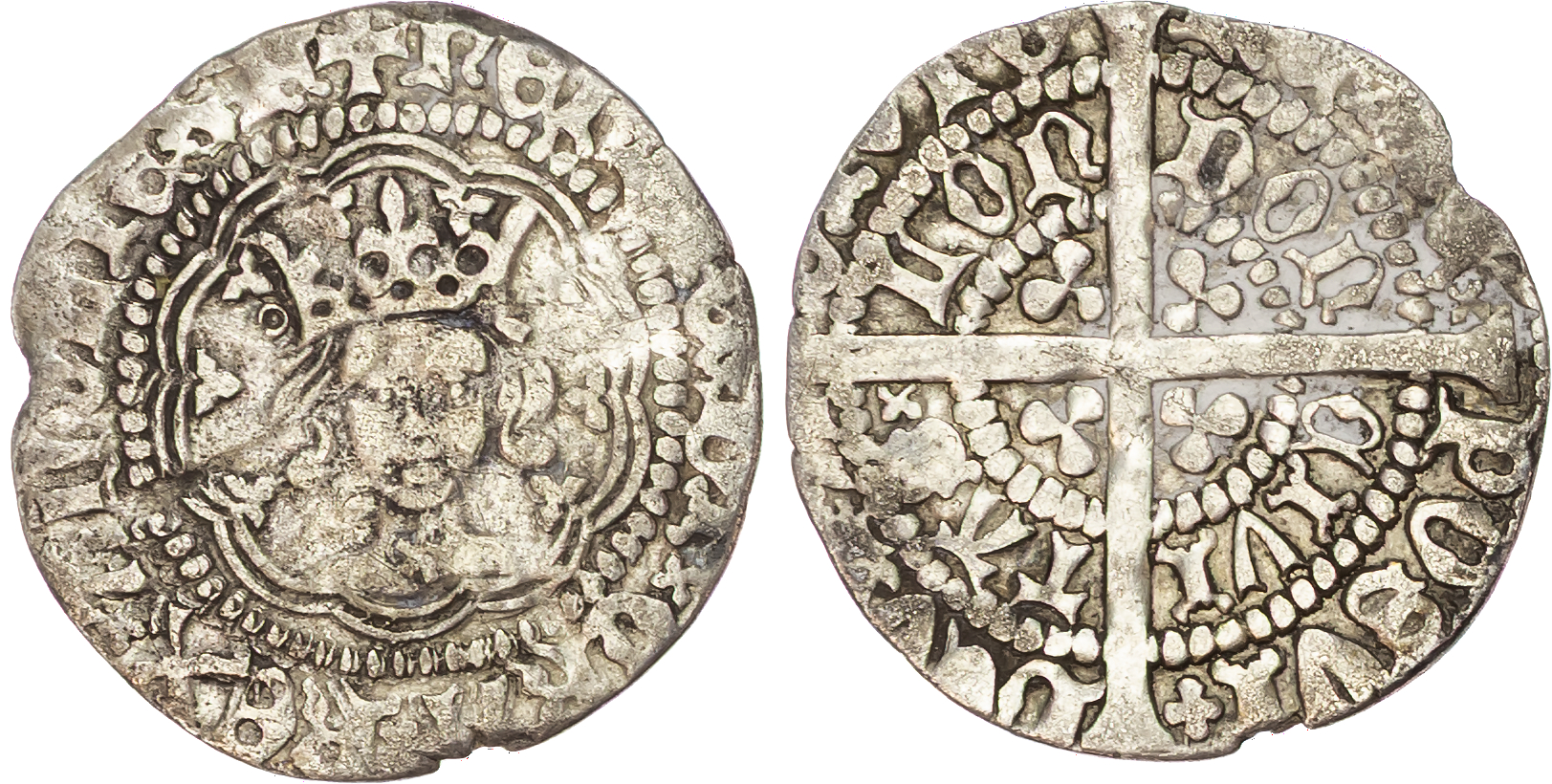 Henry V (1413‑1422), AV Halfgroat, London mint, Class C, mm. pierced cross.