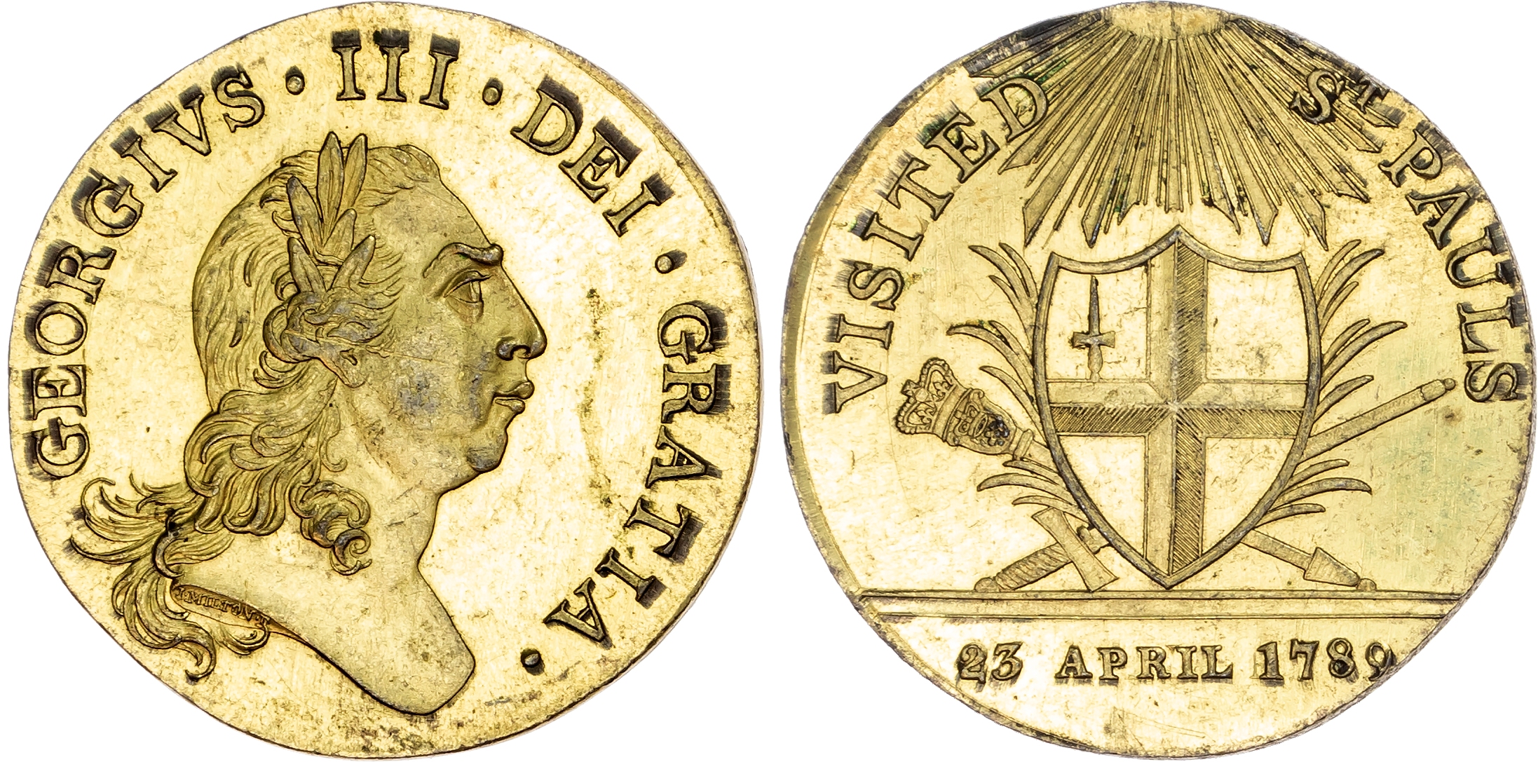 London, Political Series, Visit to St. Paul’s Copper-gilt Penny 1798.