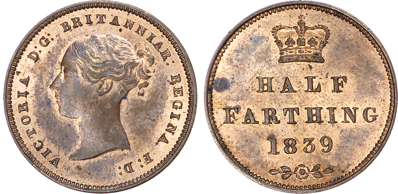 Victoria (1837-1901), Half Farthing and Quarter Farthing (2), 1839