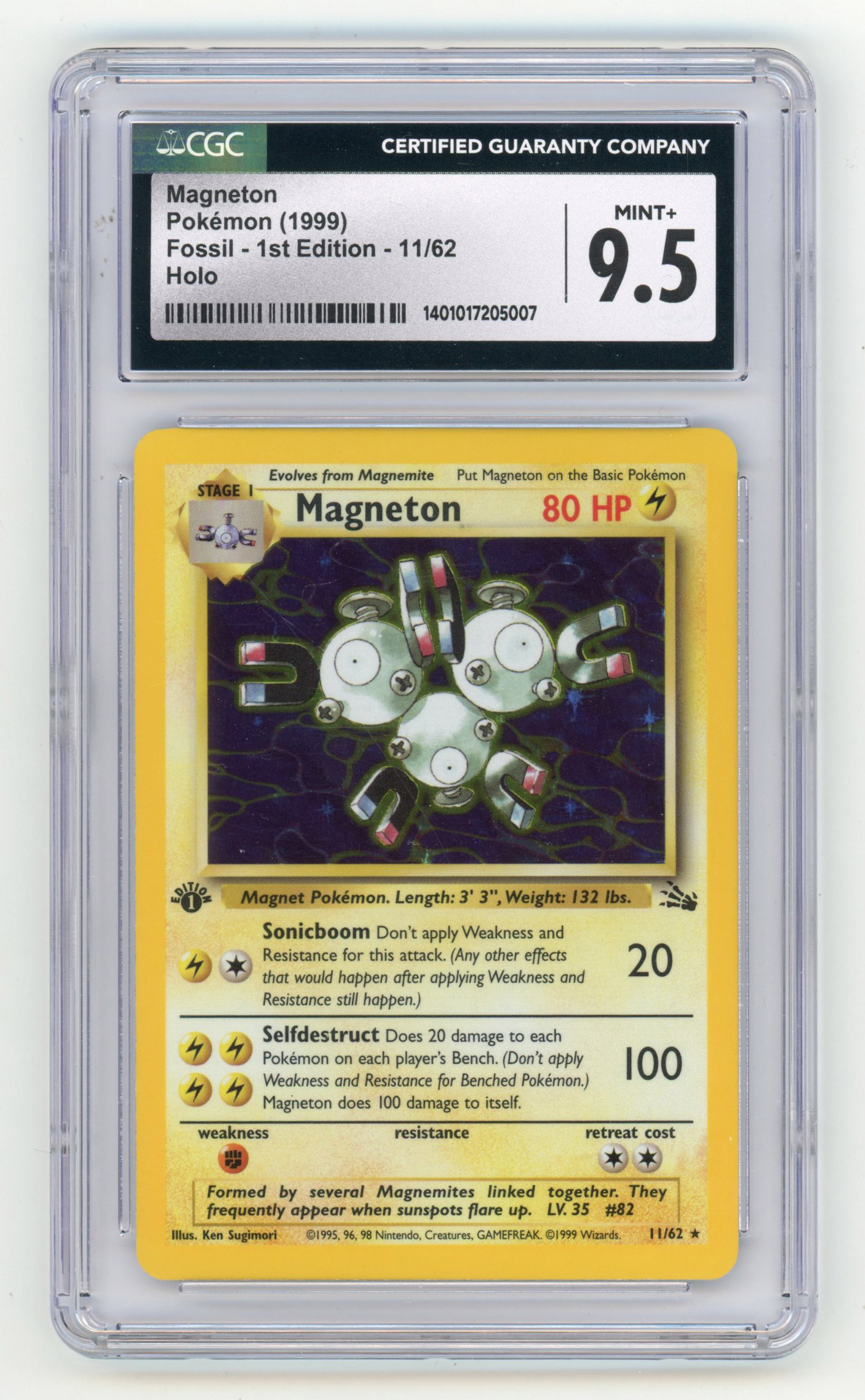 CGC 9.5 Magneton Holo #11 1st Edition - Fossil