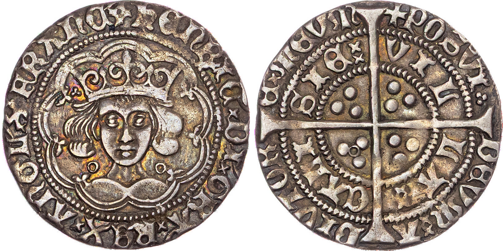 Henry VI (First Reign, 1422-1461), Groat, Annulet-trefoil sub-issue, Calais mint, mm. pierced cross.