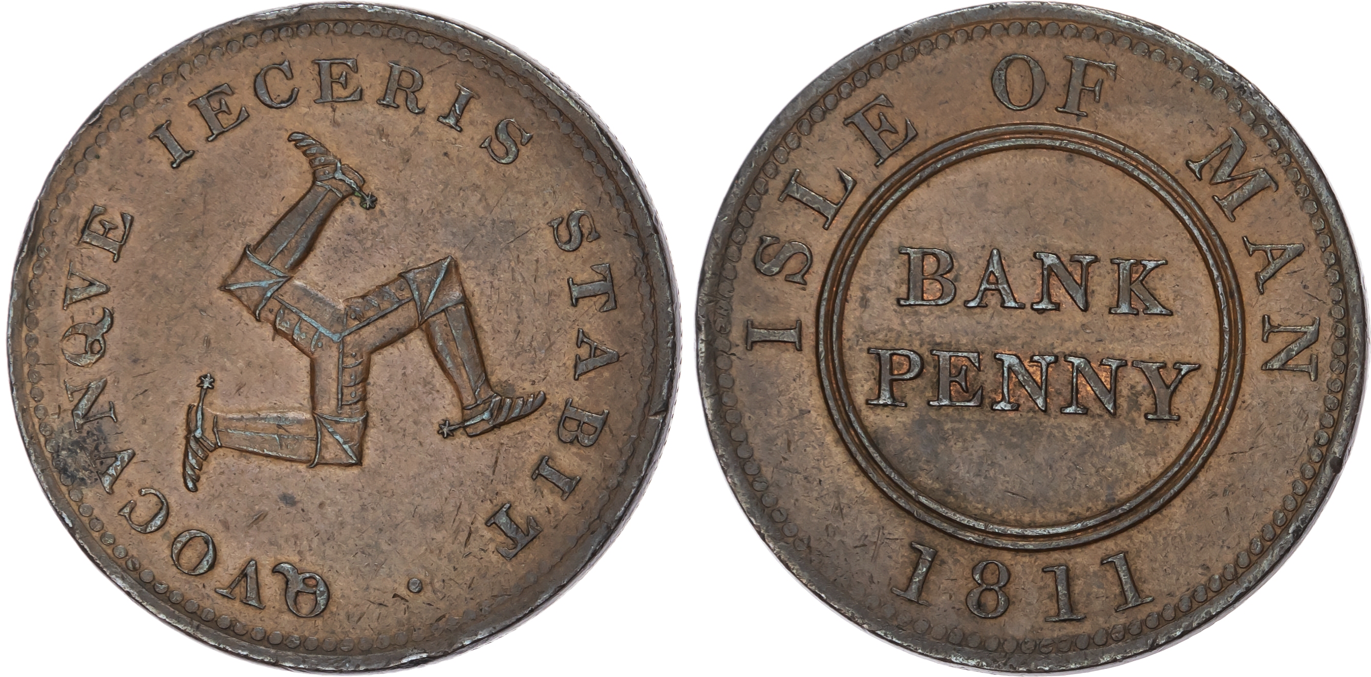 CASTLETOWN, Isle of Man , Isle of Man Bank (George Quayle, Edward Cotteen and Patrick Lightfoot), Penny, 1811,…