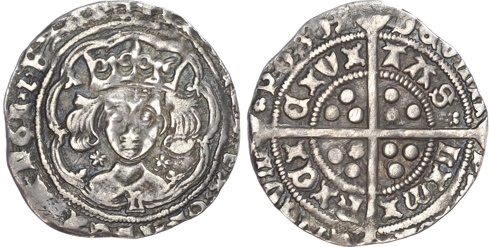 Ireland, Edward IV, First/Second Reign (1461-1483), Groat, light 'cross and pellets' coinage.