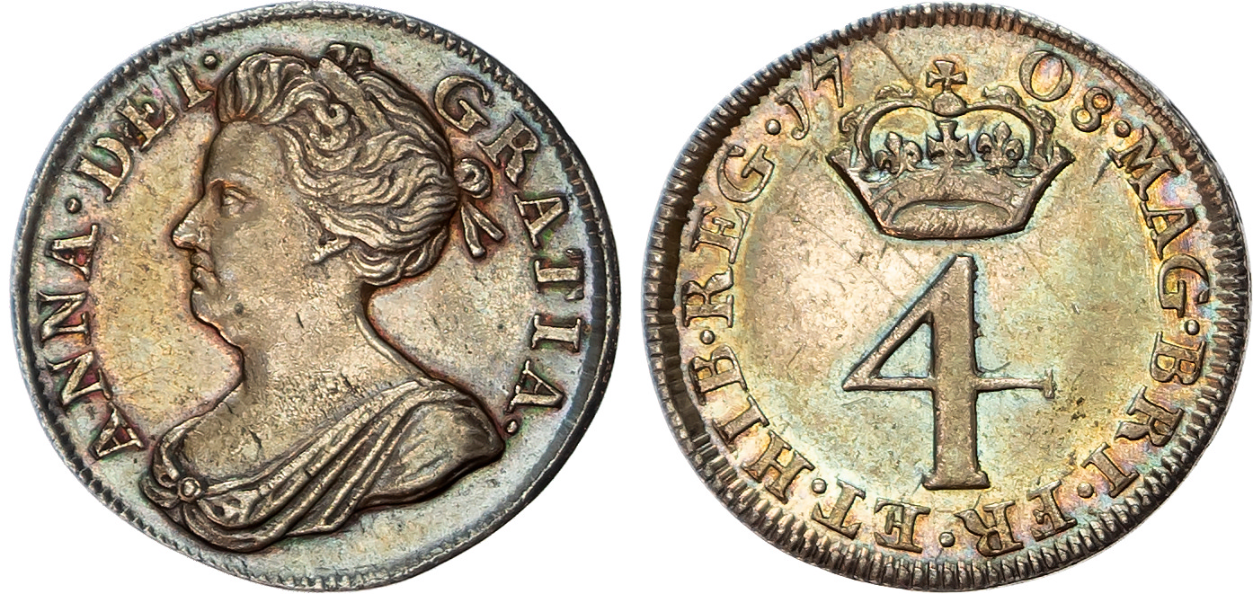 Anne (1702-1714) Fourpence, 1708.