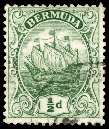 Bermuda SG 77aw 1922 ½d watermark inverted used