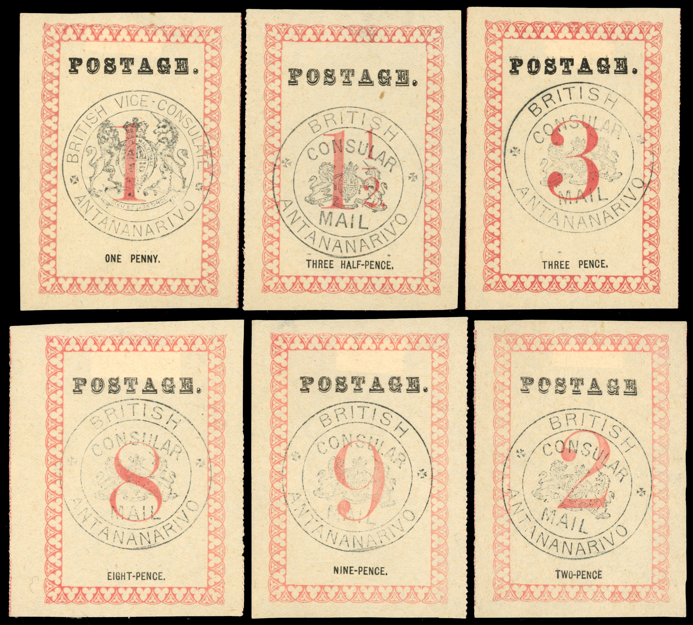 Madagascar 1886 mint selection on stockcards btwn SG 14/38