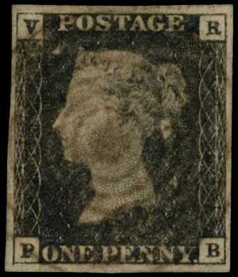 1840 V R OFFICIAL 1d black (PB) four good...
