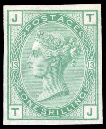 1873 1s Green Pl.13 (Wmk. Spray) Imprimatur