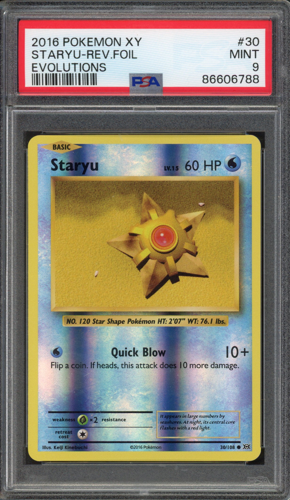 Pokémon TCG - PSA 9 Staryu Rev Foil - Evolutions 2016  
