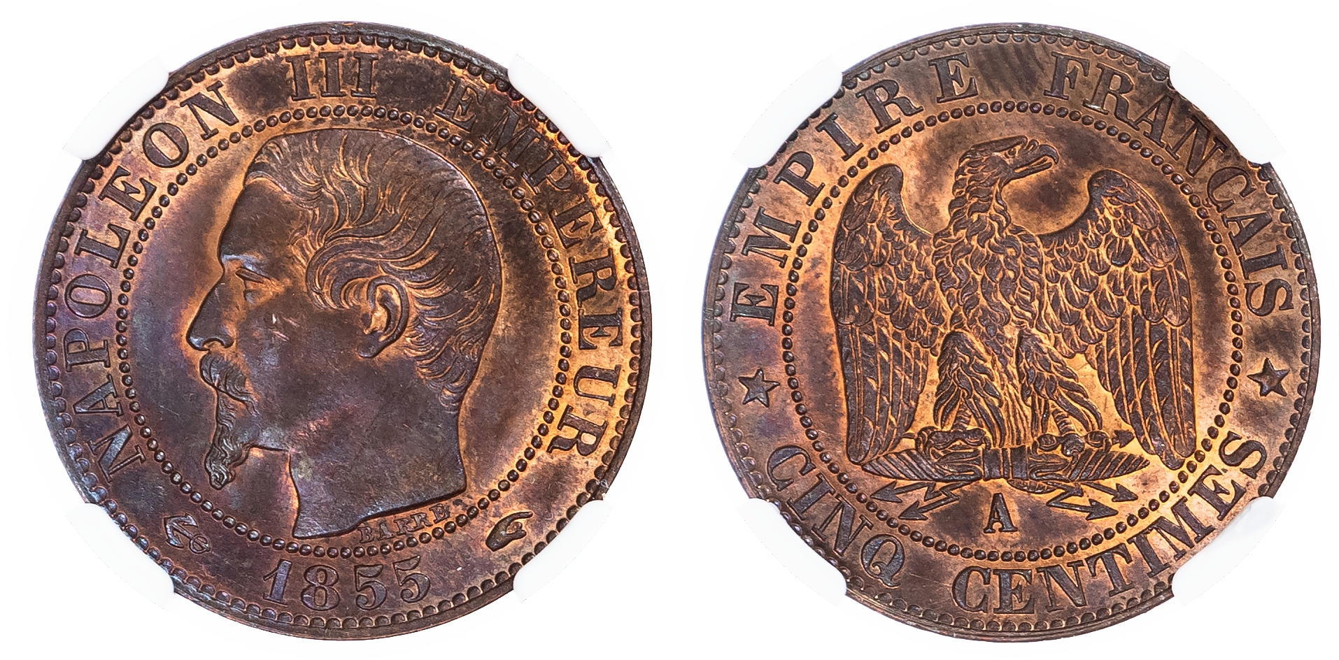 France. Napoleon III CU 5 Centimes. 1855A. 