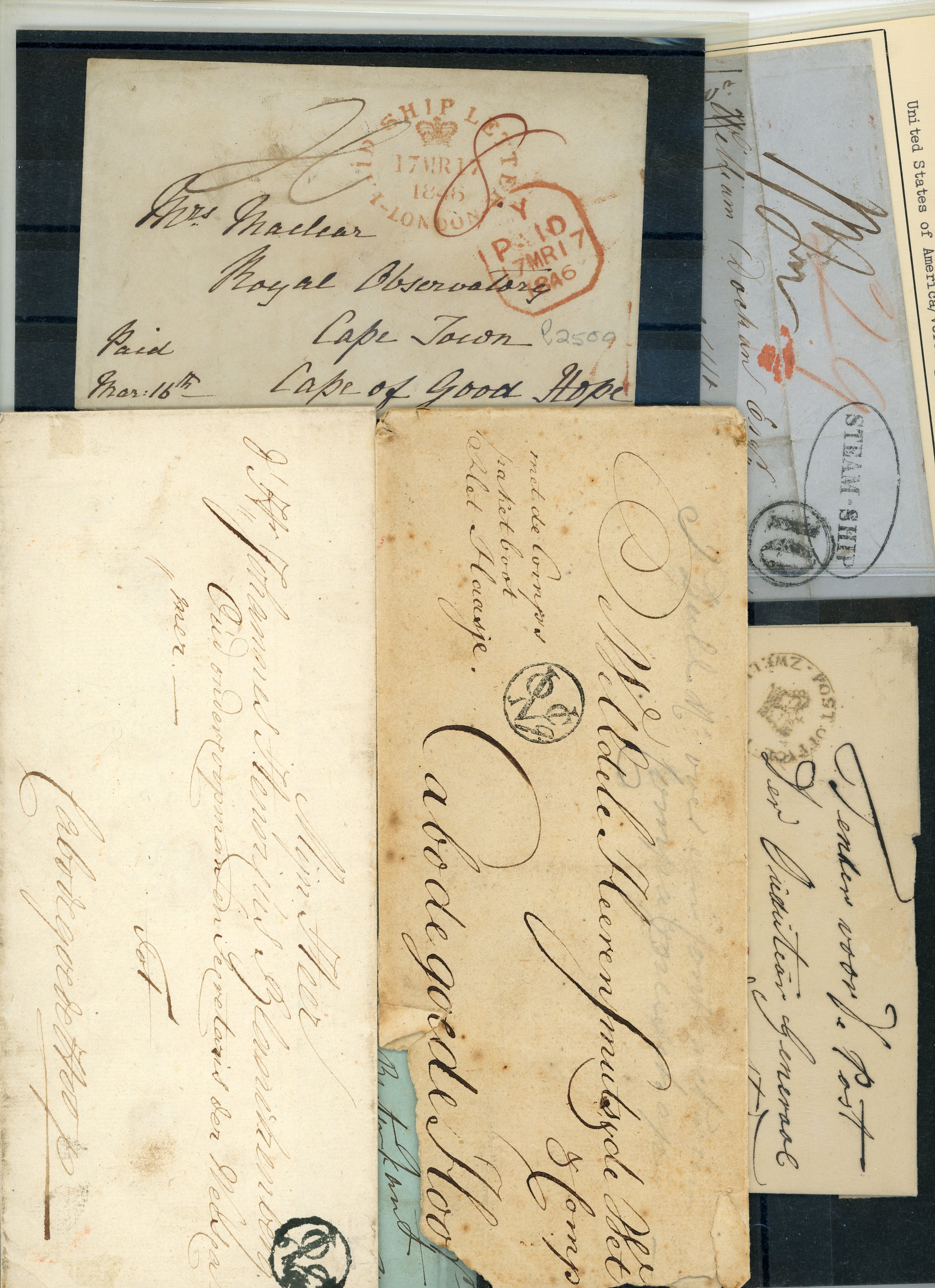 POSTAL HISTORY: Selection of early stampless Cape of Good Hope items