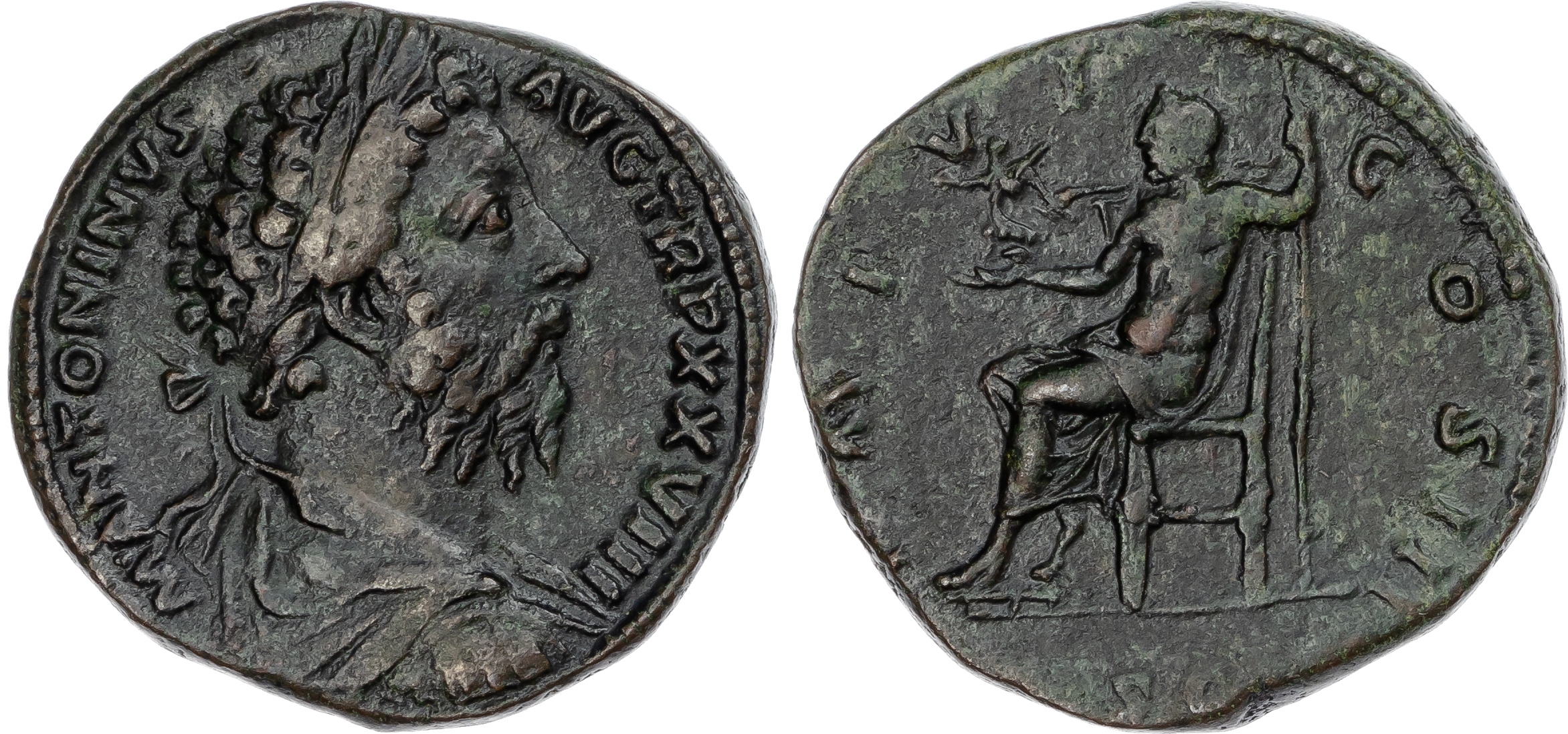 Marcus Aurelius (AD 161-180) AE Sestertius, Rome, AD 174, 25.95g. 