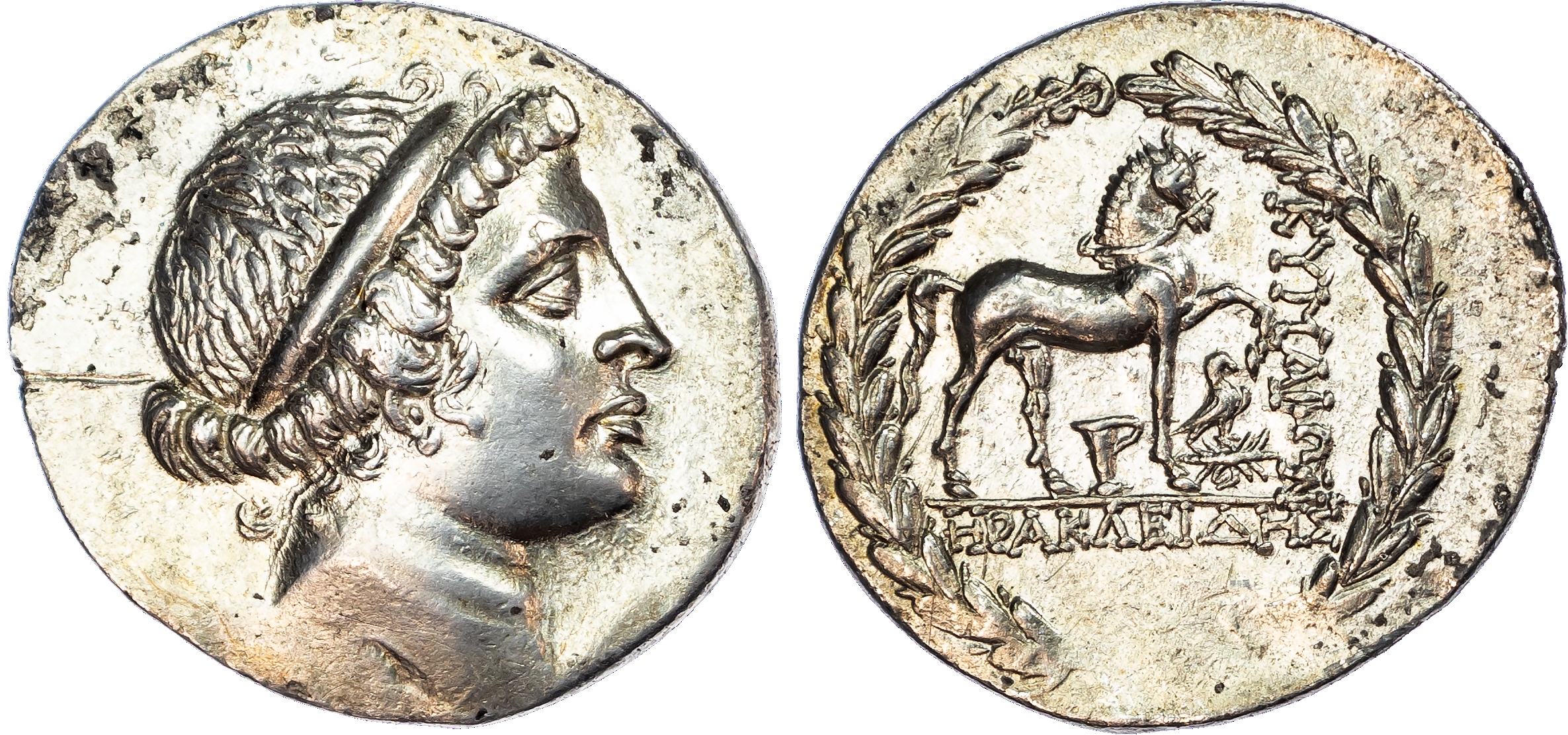 Aeolis, Kyme (c. 165-140 BC) AR Tetradrachm, Stephanophoric type, Heraleides, magistrate, 16.54g.