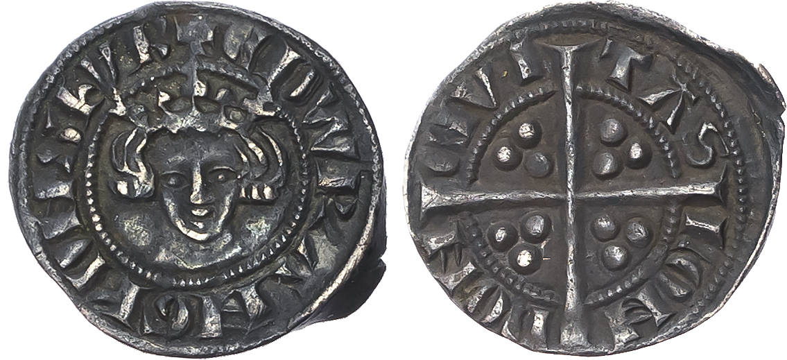 Edward III (1327-1377), AR Halfpenny, Third, or “Florin” coinage, 1344-1351. London mint. Crowned facing bust , rev. Lon…