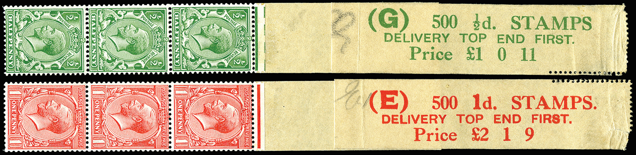 GB 1913  SG397/8 Mint - Coil leaders (Codes G & E)