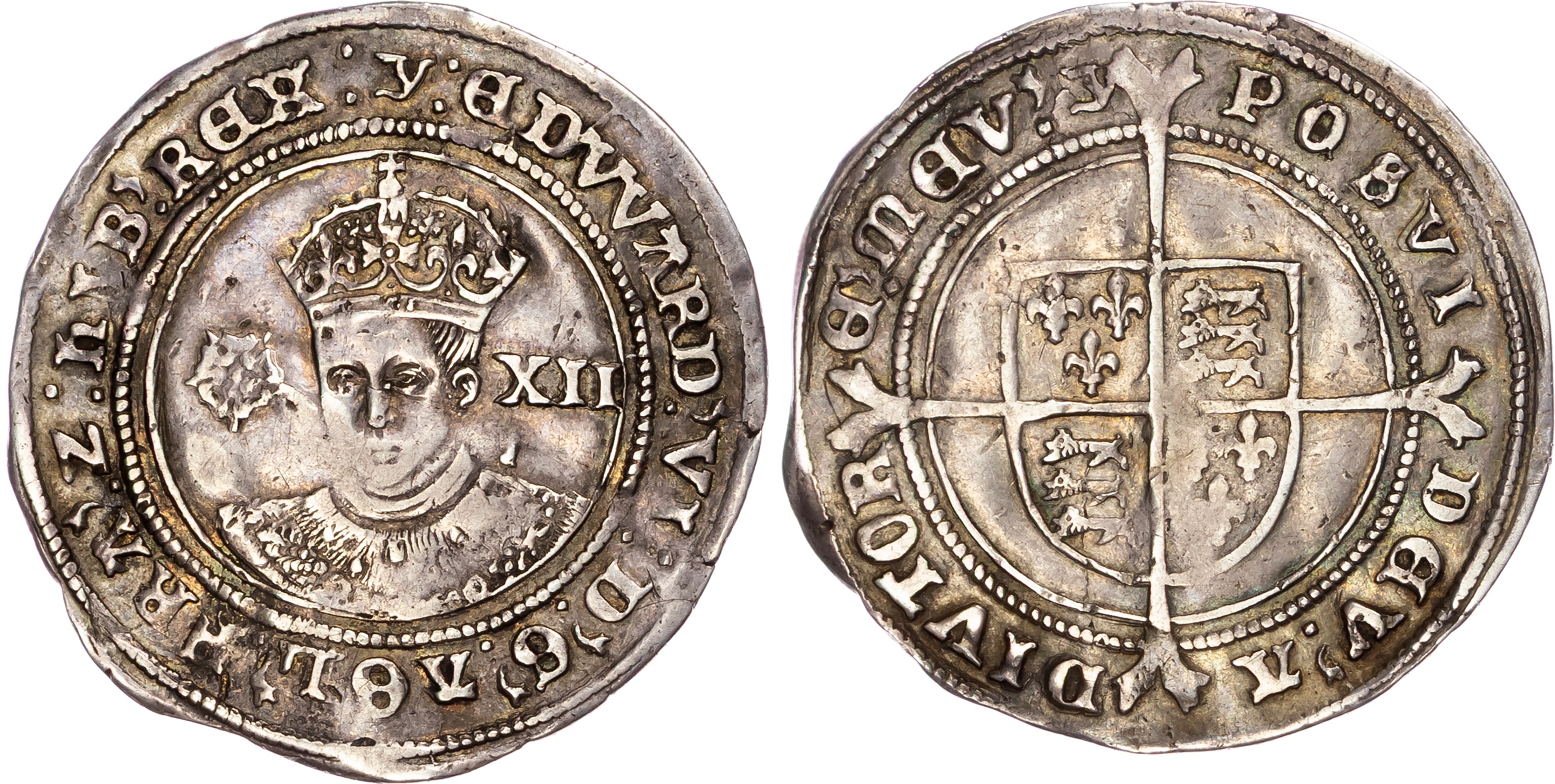 Edward VI (1547-1553), AR Shilling 5.75gm., Third period, Fine Silver issue, mm. y.