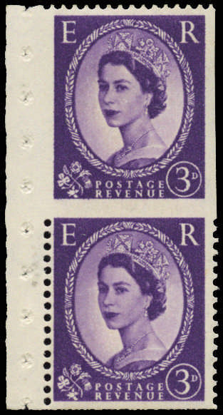 SG575var 1958 3d Deep lilac imperf three sides