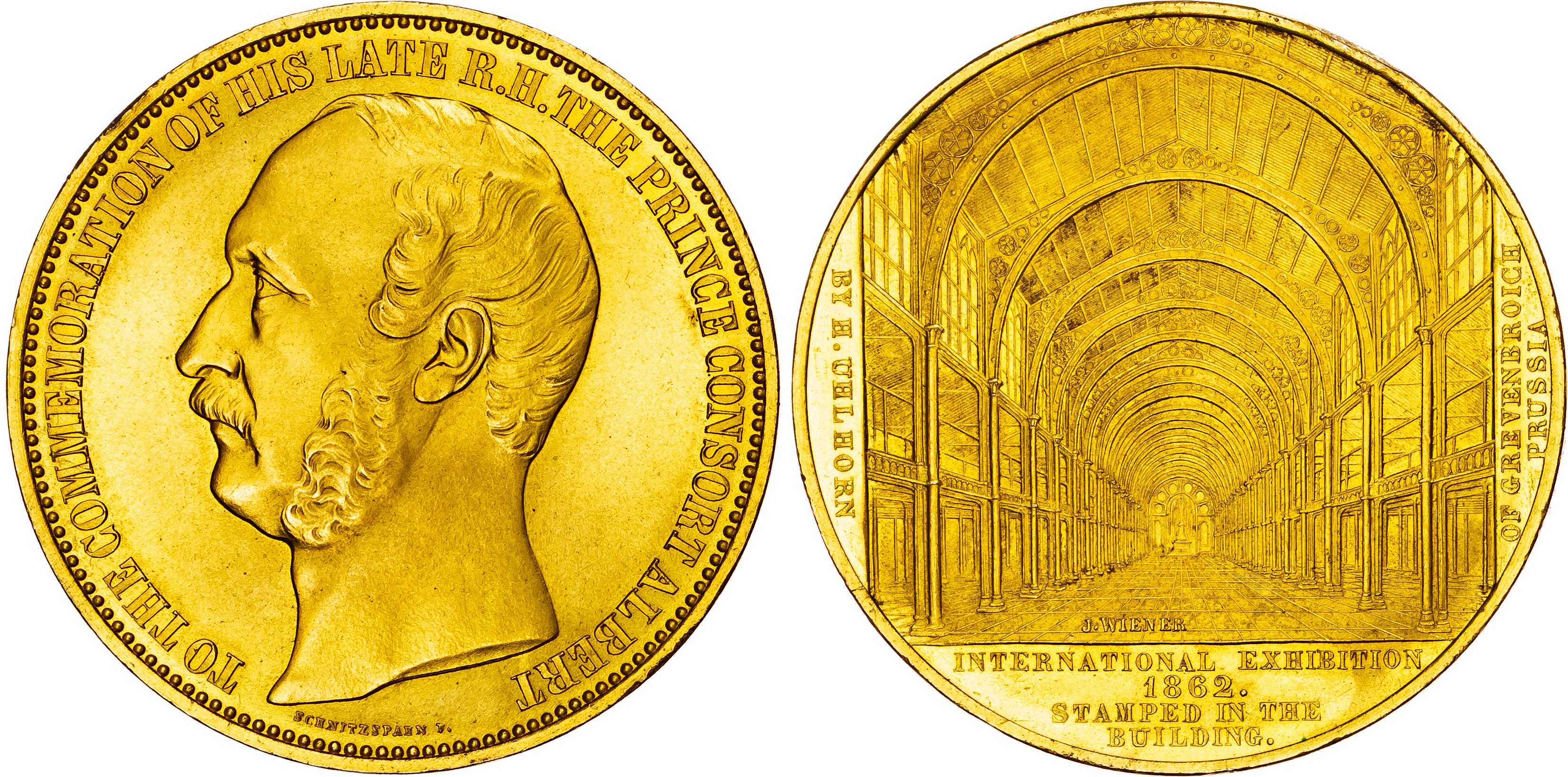 Victoria (1837-1901), International Exhibition, South Kensington, 1862, Gilt bronze medal.