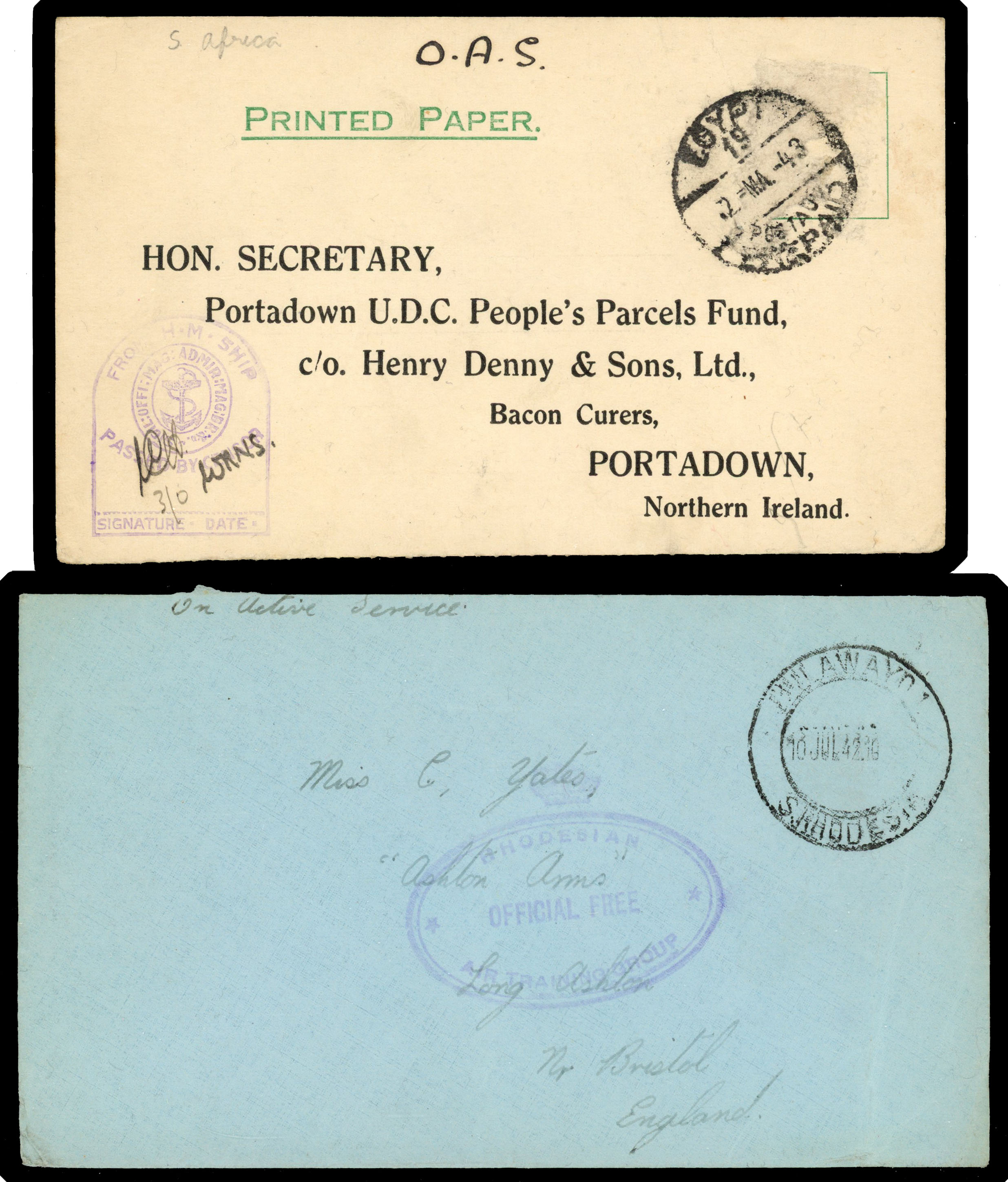 World War II duplicated censored mail selection housed in a carton