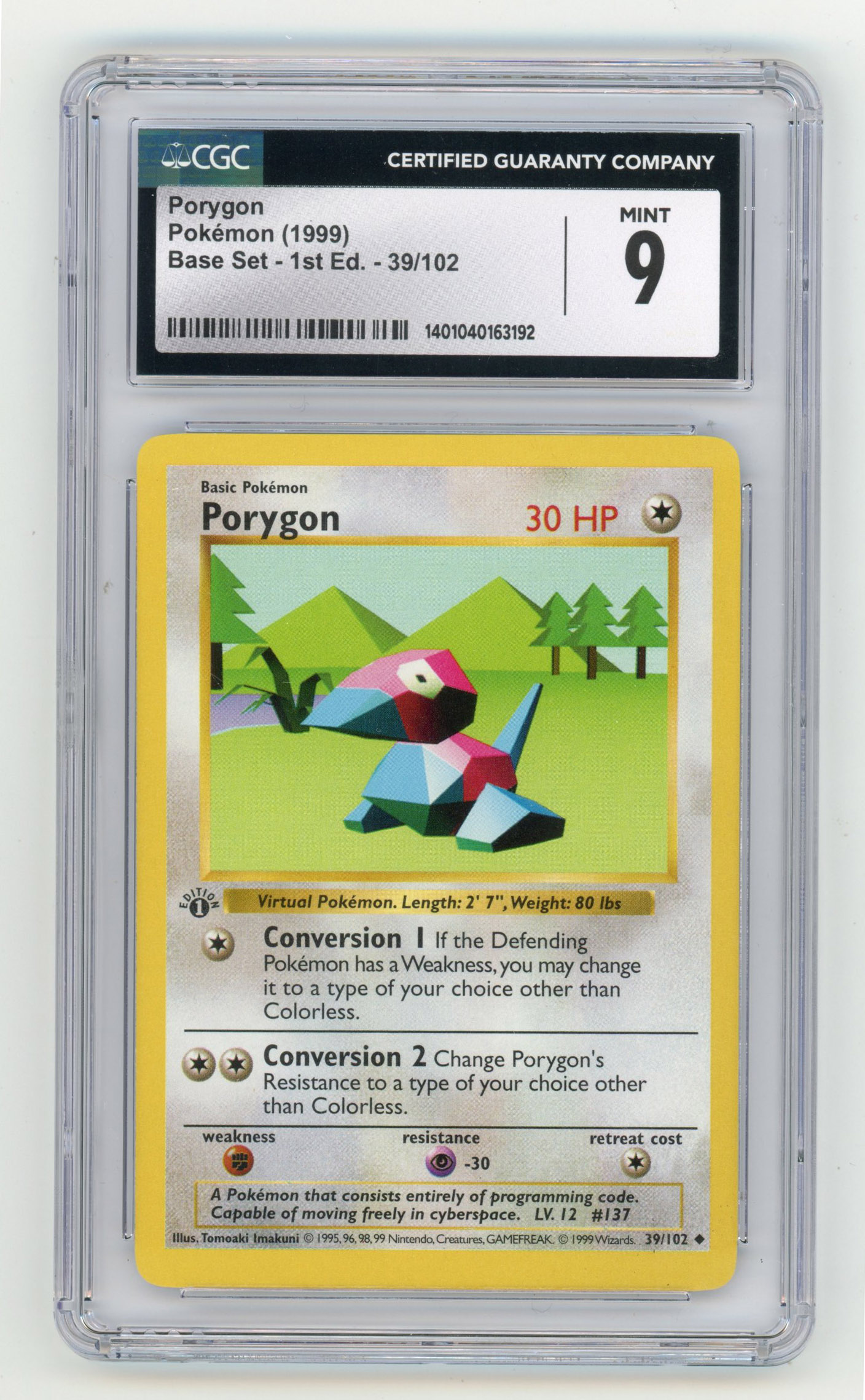 CGC 9 Porygone #39 1st Edition - Base Set