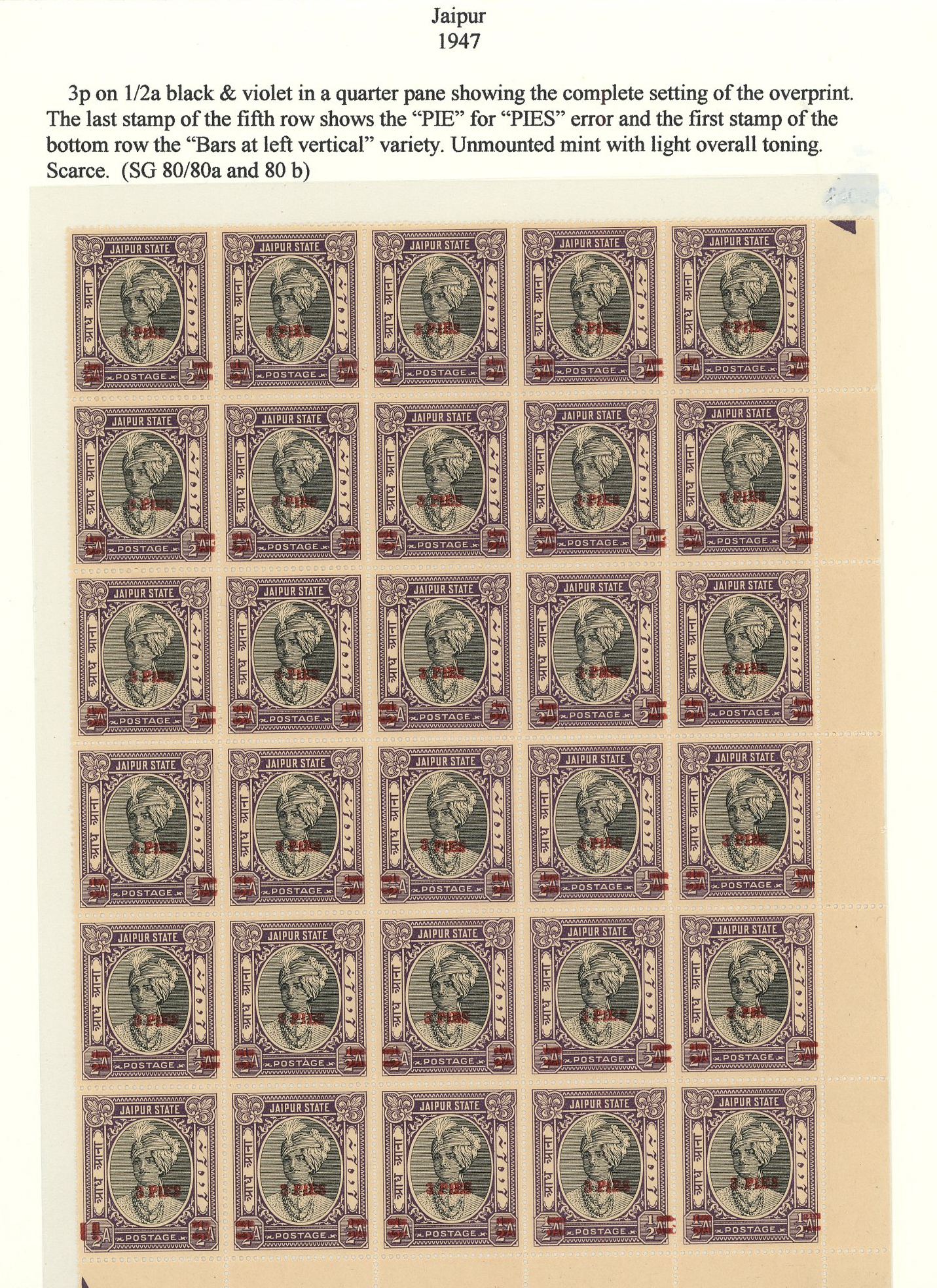 IFS Jaipur SG 80, a, b block mint