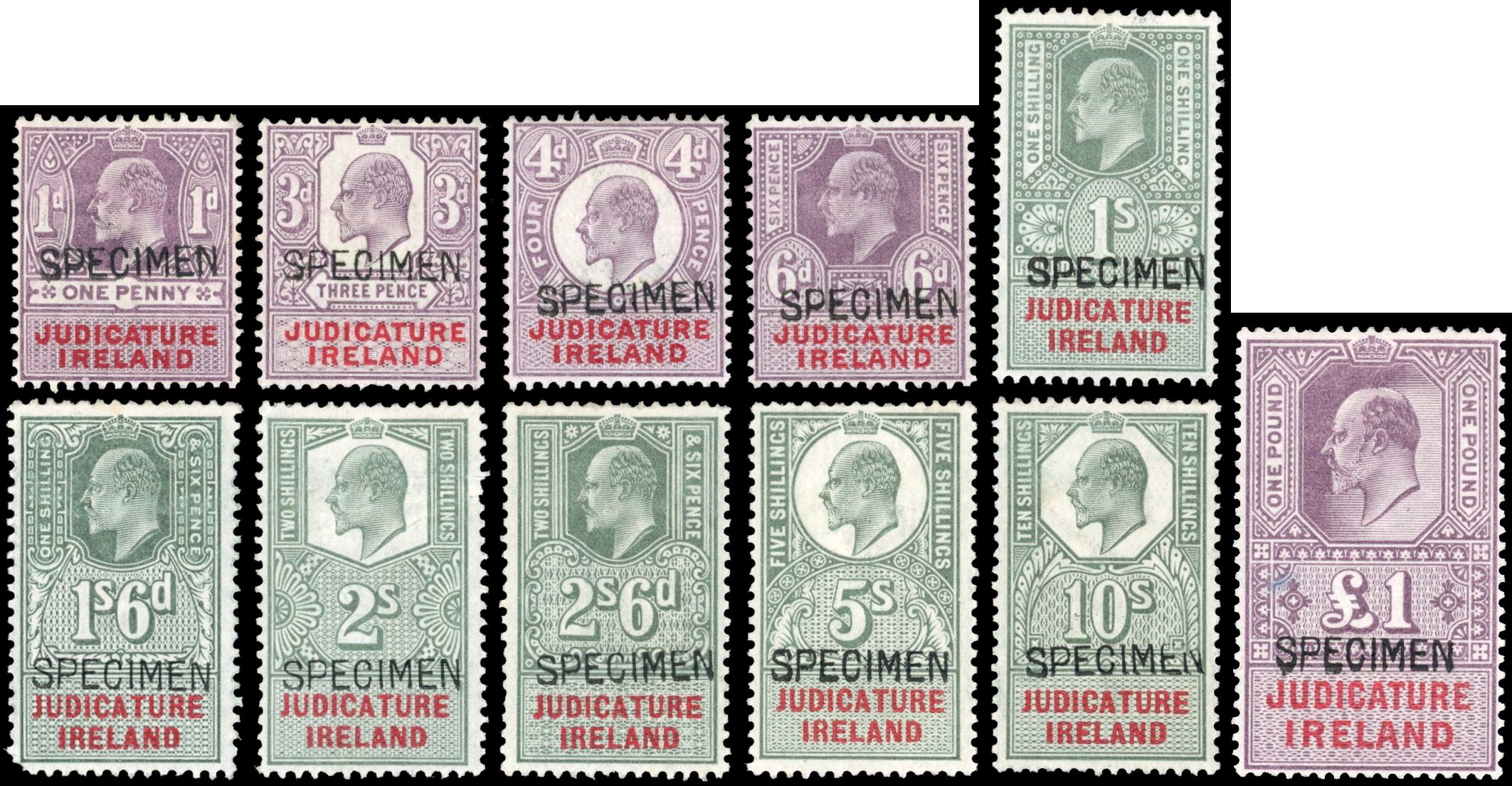 Ireland Judicature KE VII Specimen set to £1