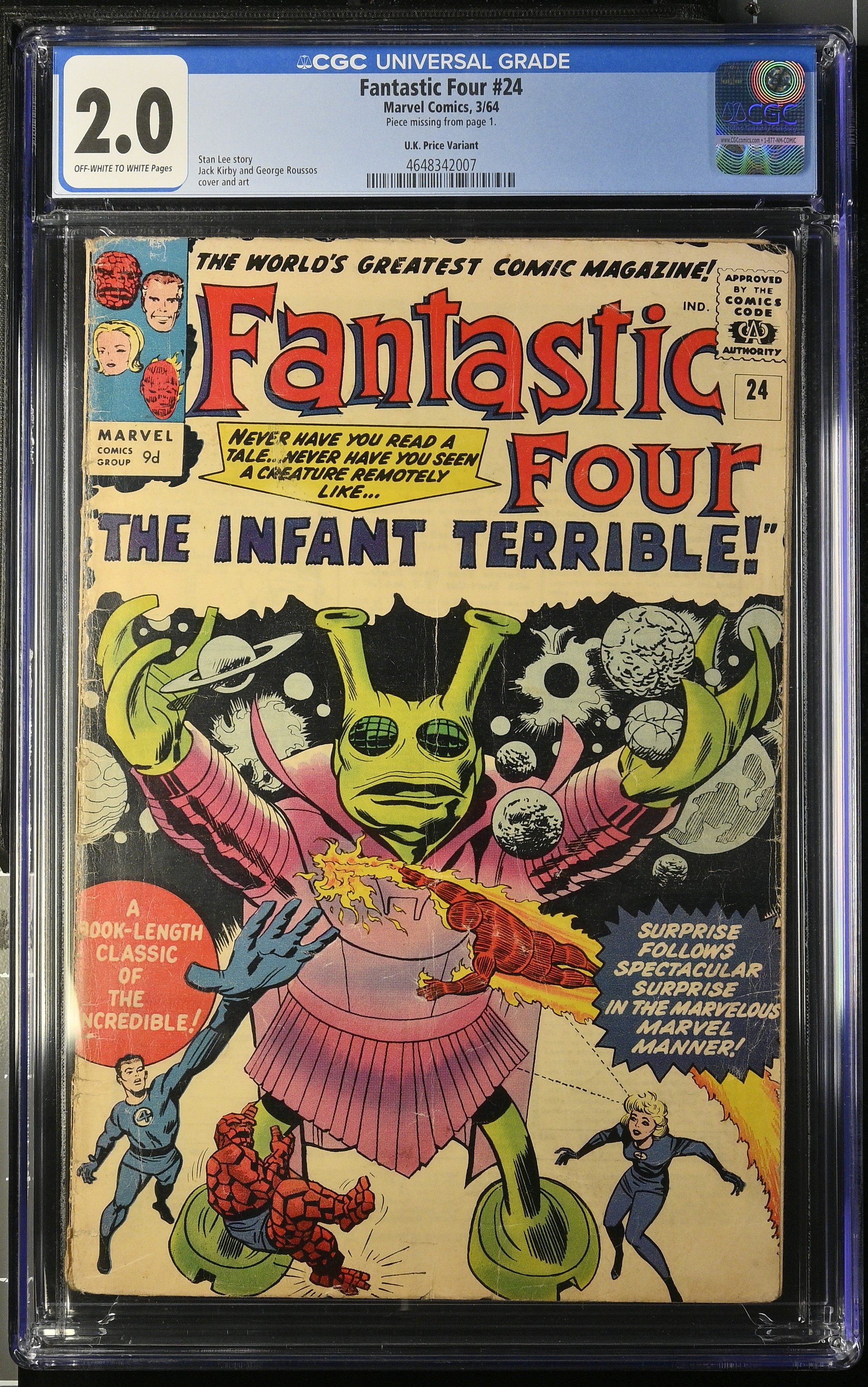 Fantastic Four #24 (Marvel Comics 1964) CGC 2.0 First Infant Terrible