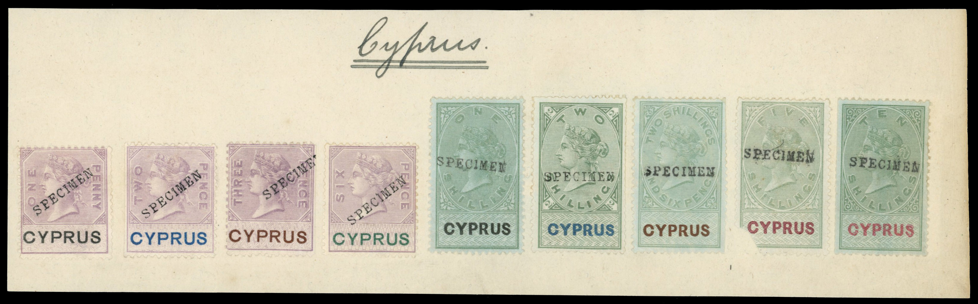 Cyprus Revenue 1878-81 Specimen group on piece