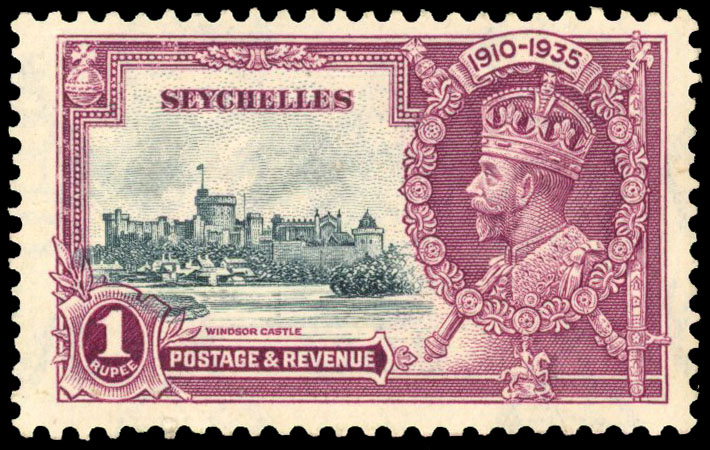 SEYCHELLES 1935 1r Jubilee, extra flagstaff fine o.g. SG 131a £200