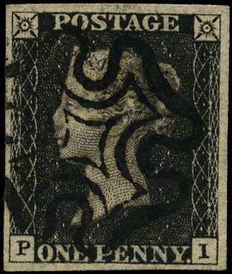 1840 1d black Plate 6 (PI) four good...