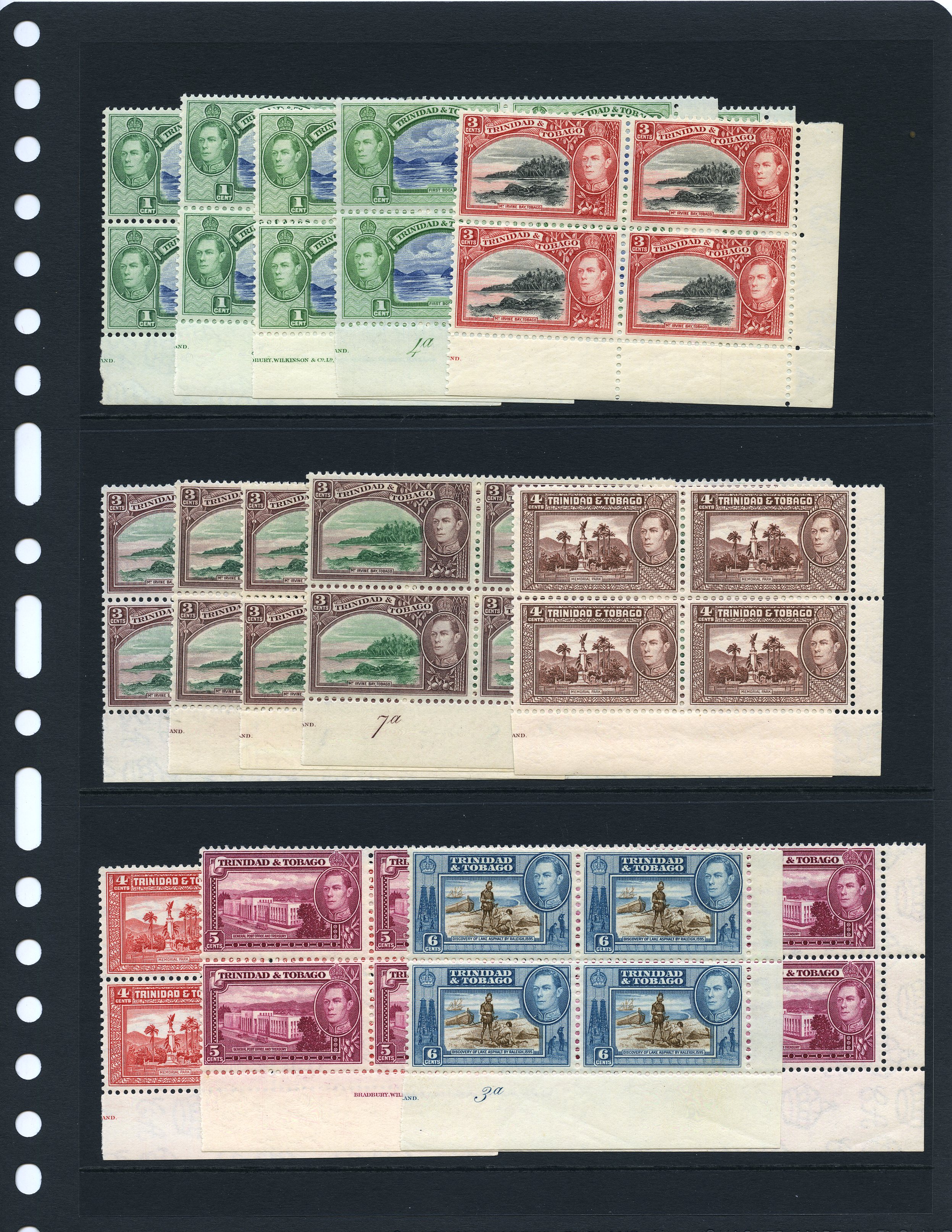 1938-44 small mint group of Plate blocks,...